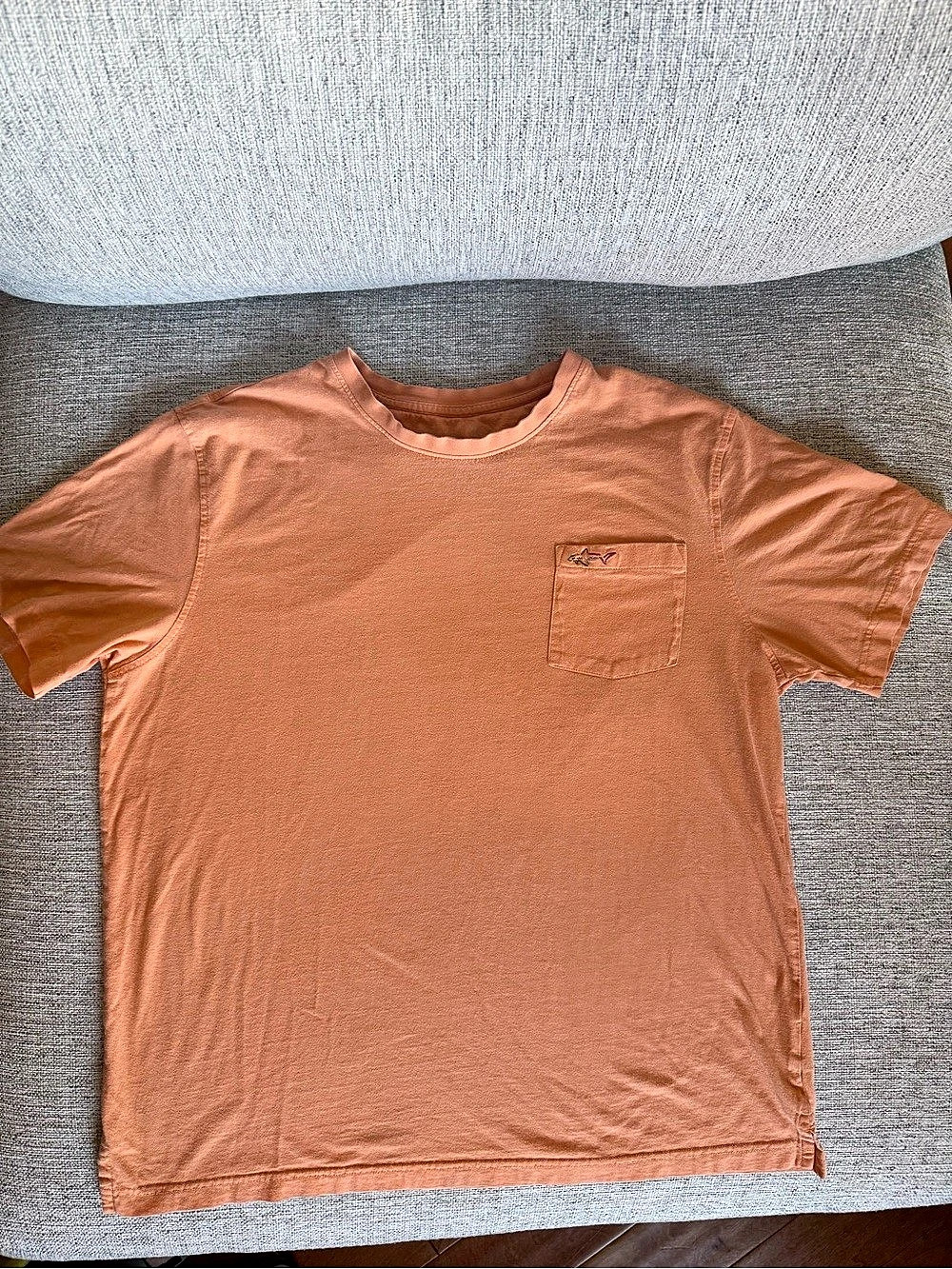 Greg Norman Men’s Large Orange 100% Cotton Pocket T-Shirt Shark Logo